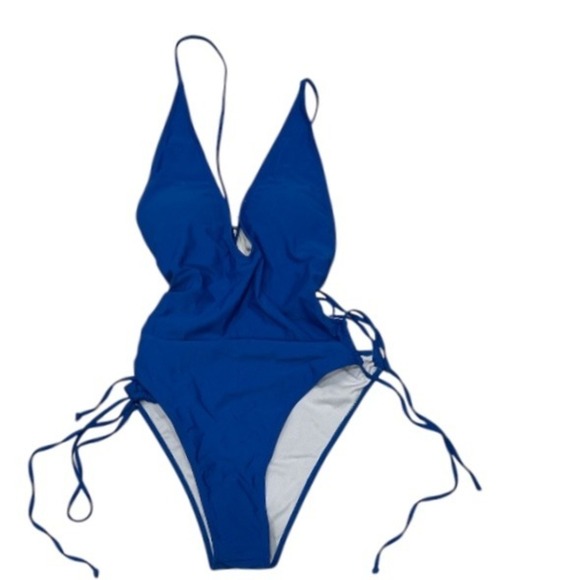 Zaful Royal Blue One Piece Swimsuit Tie Side Cut Out Monokini size 10 - Picture 1 of 5
